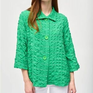 Joseph Ribkoff Island Green Textured Jacket Stand Collar US Size 10 Style 241069